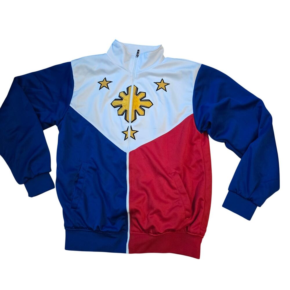 Philippines flag zip-up track jacket featuring embroidered sun and star details